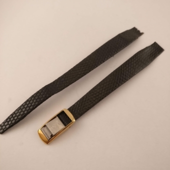 Horlogeband, zwart leer, speciale gesp 9 mm